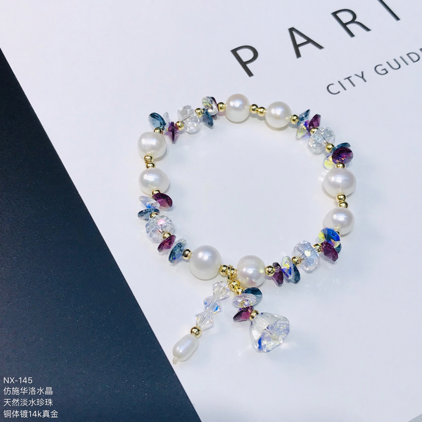 仿施华洛天然淡水珍珠铃铛手链   甜美清新百搭手饰