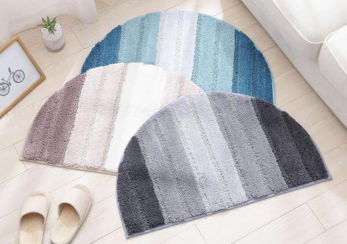 xincheng cross-border microfiber semi-oval non-slip absorbent mat gradient color striped bedroom door mat home foot mat