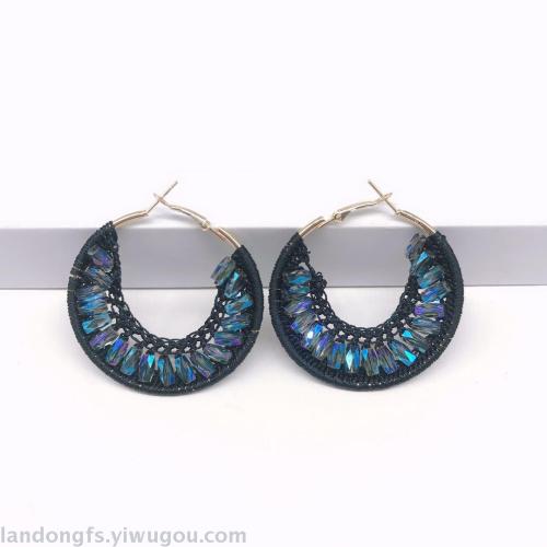 2020 european and american crystal alternative fashion earrings handmade round earrings earrings female factory direct sales
