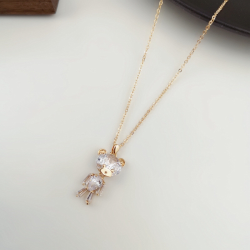 cute necklace women‘s simple smart zircon bear clavicle chain japanese and korean jewelry birthday gift for girlfriend necklace