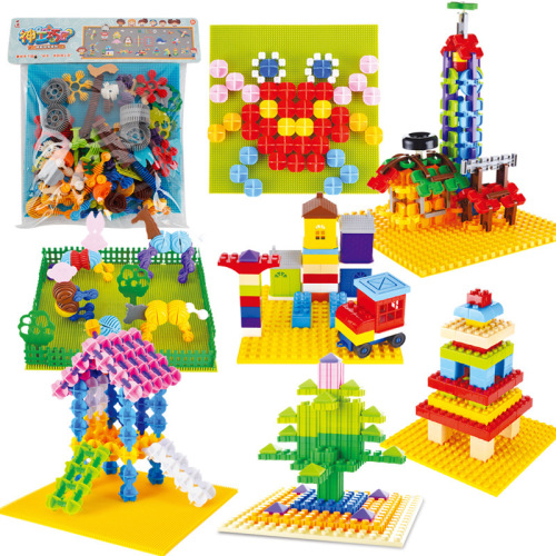 * foreign trade children‘s early education puzzle desktop assembling building blocks building blocks with baseboard， skillful craftsman， changeable assembling toys
