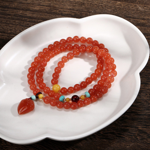 original natural sichuan material south red agate bracelet around three circles hanging cherry red peach south red agate bracelet female