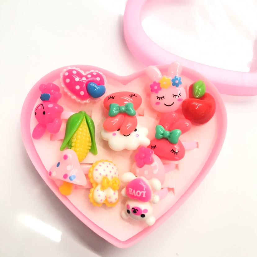 儿童戒指随机混款小可爱小清新小盒子装12个装详情3