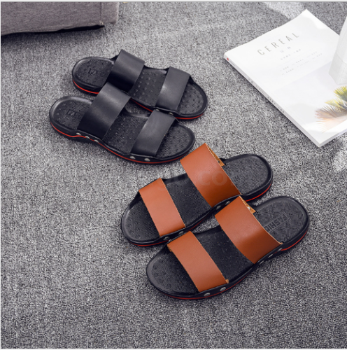  New Slippers Men‘s Summer Fashion Leather Outerwear Flip-Flops Trendy Men‘s Sandals Outdoor Non-Slip Sandals Men 