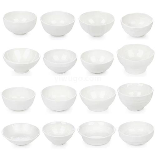 Melamine Tableware White Small Bowl Deep Plate Melamine Rectangular Plate Imitation Porcelain Soup Bowl Salad Bowl