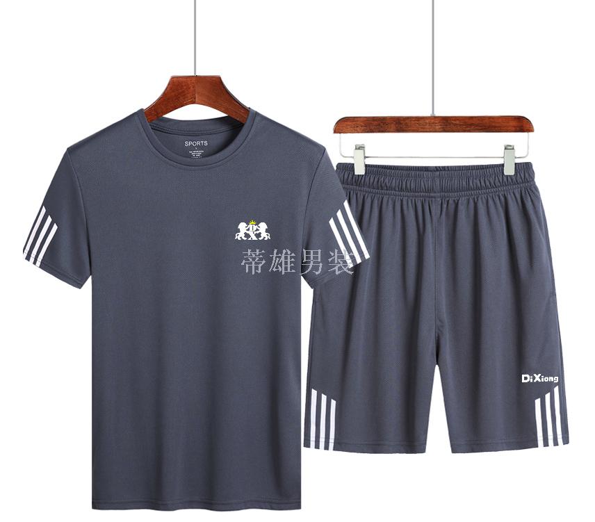 T恤套装男圆领夏款2020新款潮流夏季搭配帅气休闲运动短裤 套装男