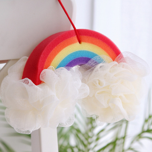 Junmei Junmei Super Cute Rainbow Ice Cream Sparkling Mesh Sponge Large Bath Loofah Bath Flower Children Available