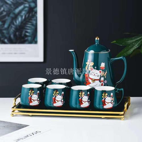 ceramic water ware cup coffee cup coffee pot cold kettle cup and saucer european water ware gift foreign trade cup set
