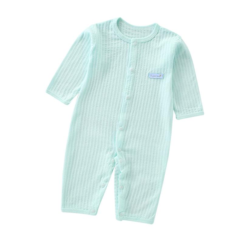 婴儿连体衣夏纯棉新款长袖哈衣爬服宝宝婴童衣服九分袖儿童空调服