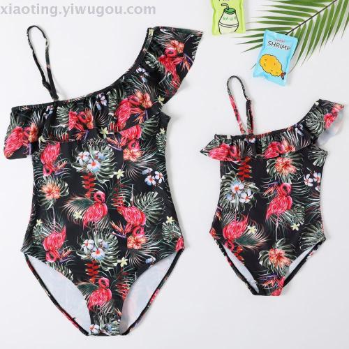 bikini foreign trade new fashion printing parent-child one-piece women‘s swimsuit nylon quality factory direct sales