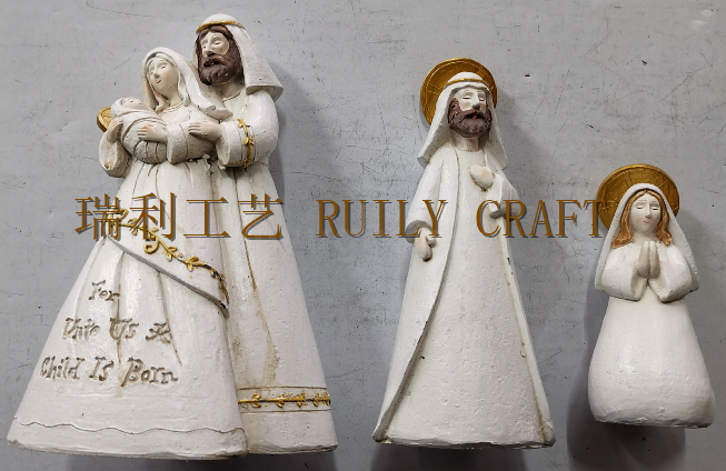 西方宗教人物树脂工艺品基督教用品卡通小家庭玛利亚约瑟小耶苏