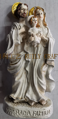 西方宗列人物树脂工艺品基督教用品小家庭约瑟玛利亚和小耶苏摆件