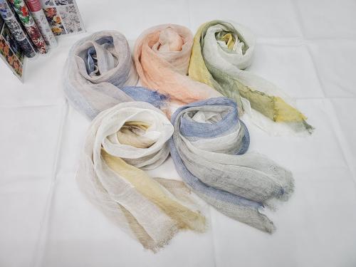 New Japanese and Korean Women‘s Spring and Summer Comely Pure Natural Linen Yarn-Dyed Scarf Air Conditioning Sweat-Absorbent Shawl Scarf