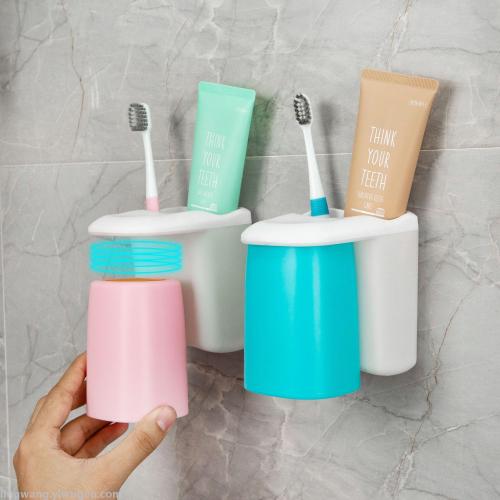 Personality Free punching Inverted Buckle Wash Toothbrush Cup Wall-Mounted Toothbrush Cup Magnetic Suction 
