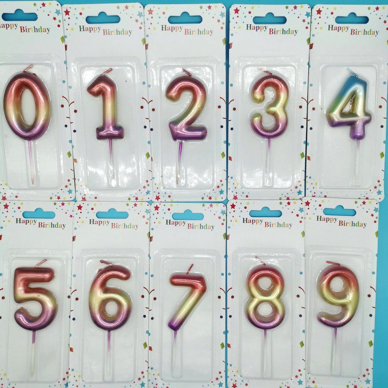 彩色镀金数字生日蜡烛 儿童蛋糕装饰用品插件蜡烛 装饰工艺蜡烛