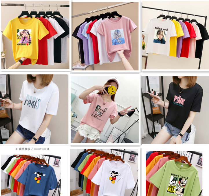 夏季新款百搭女式t恤韩版潮女装短袖T恤女士上衣地摊批发