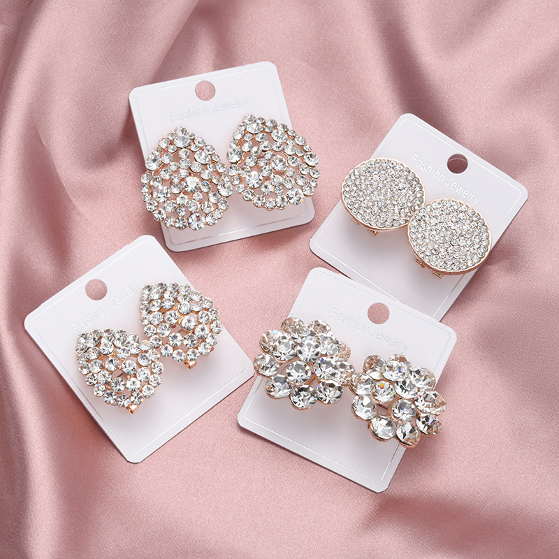 韩国满钻水滴形耳环简约小巧气质耳扣耳饰2020新款配饰女厂家批发