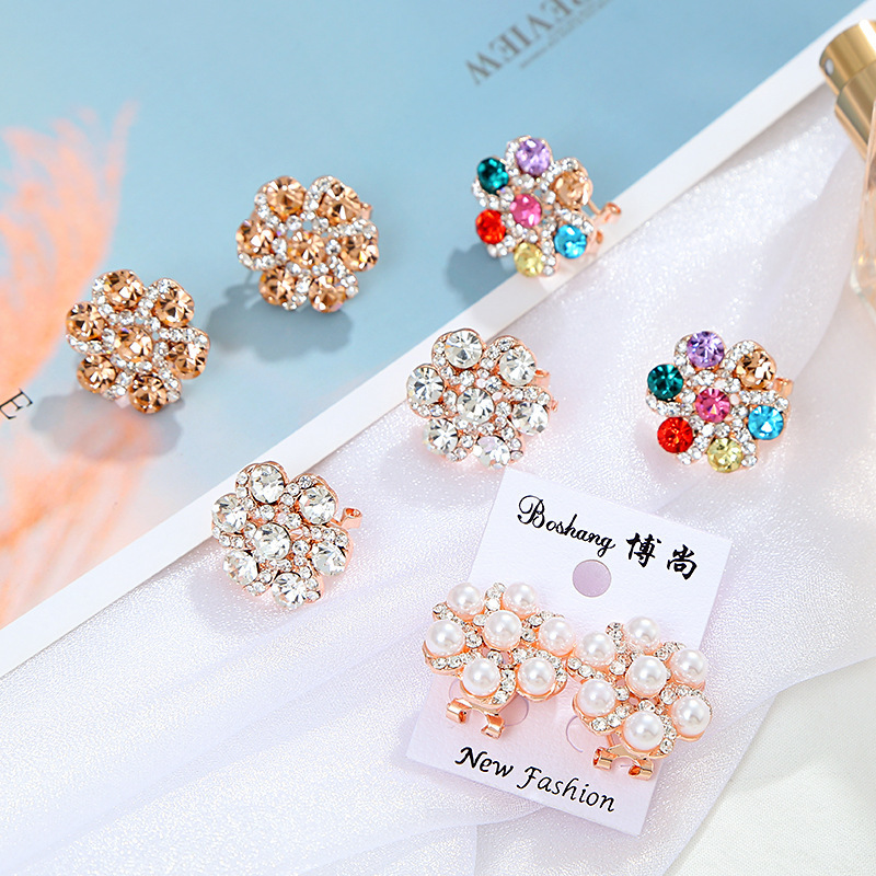 欧美款 闪亮潮流水钻锆石太阳花耳钉 韩版饰品新款厂家批发