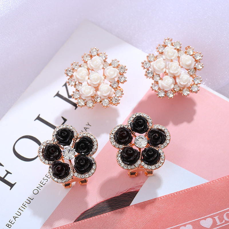 韩国INS网红潮流雕刻花钻石花形时尚气质耳环个性饰品配件批发