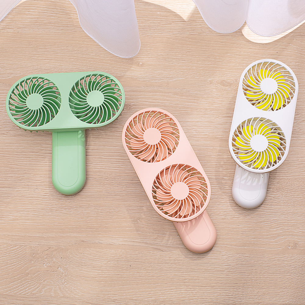 新款手持usb小风扇 迷你便携式户外充电双头风扇学生桌面静音定制