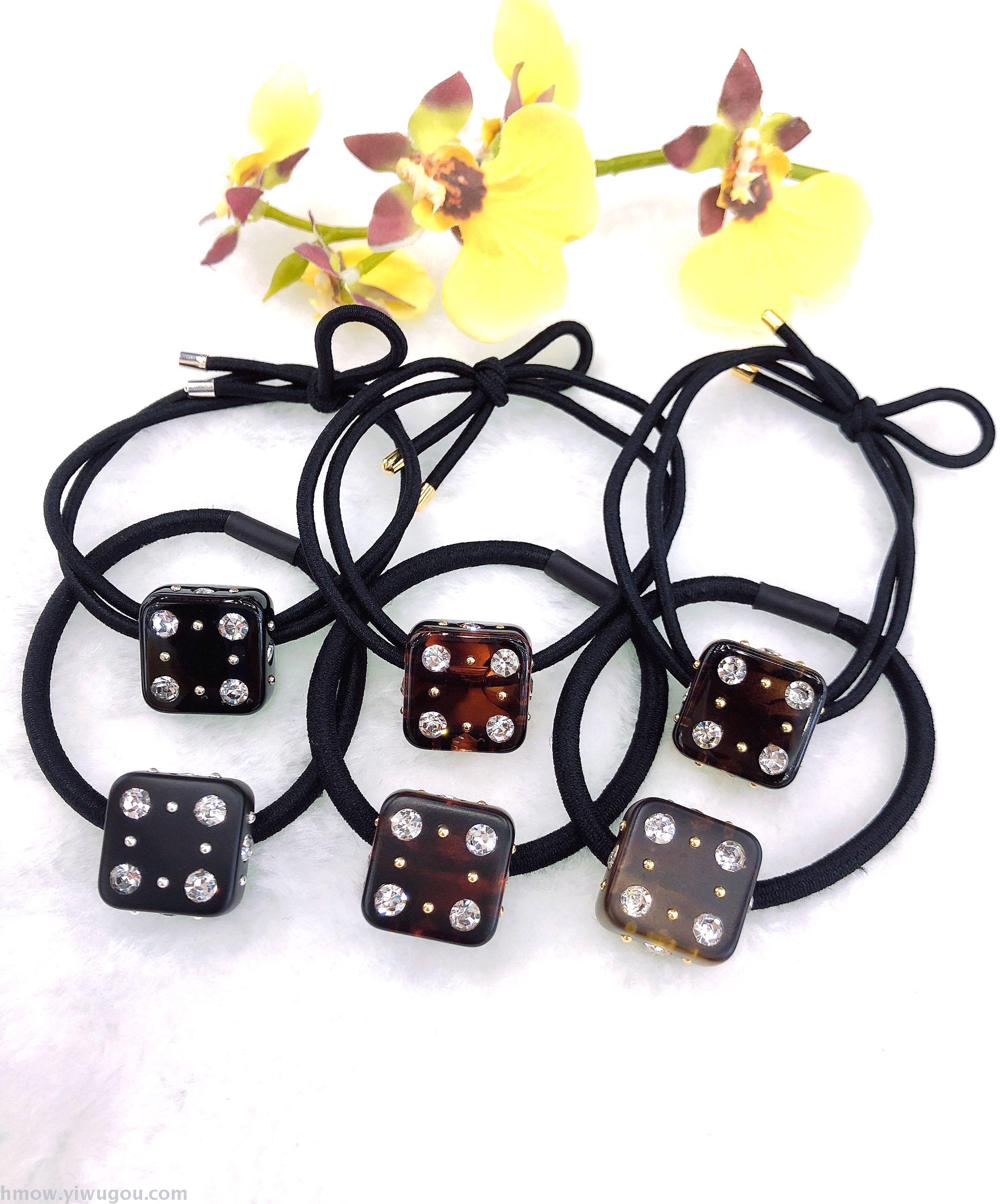 韩国爆款发箍半方形闪钻少女皮筋网红简约发圈扎马尾摆地摊头饰