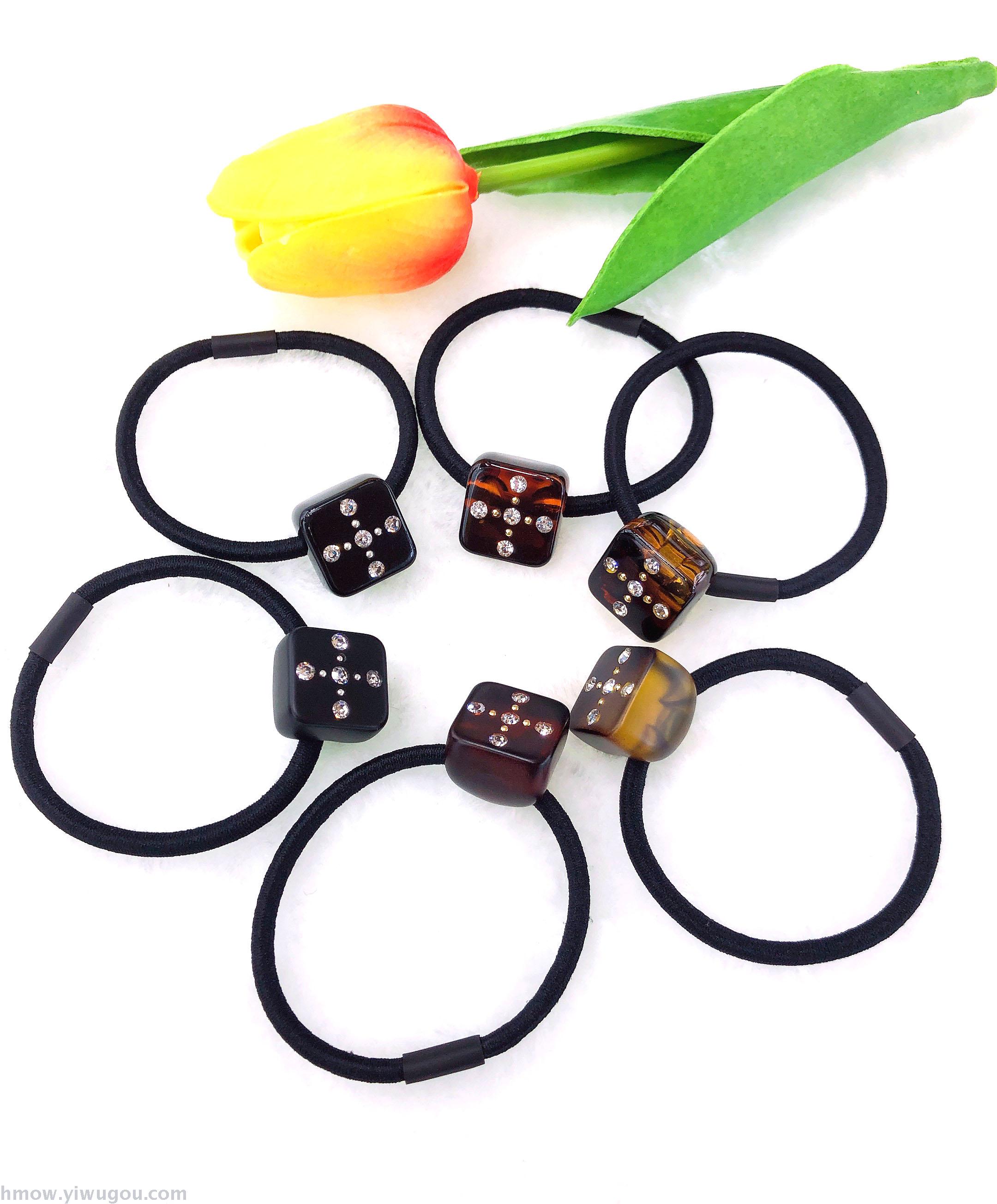 韩国爆款摆地摊发箍半方形镶钻简约少女头饰皮筋女扎头发发圈发绳