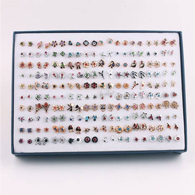 耳钉盒装100对盒装时尚塑料针耳钉韩版学生耳堵简约耳棒女个性防