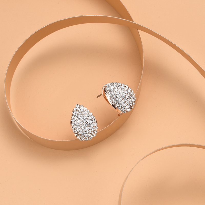 日韩街拍封面拍摄显气质捷克钻耳钉晚会年会装饰耳环跨境外贸货源