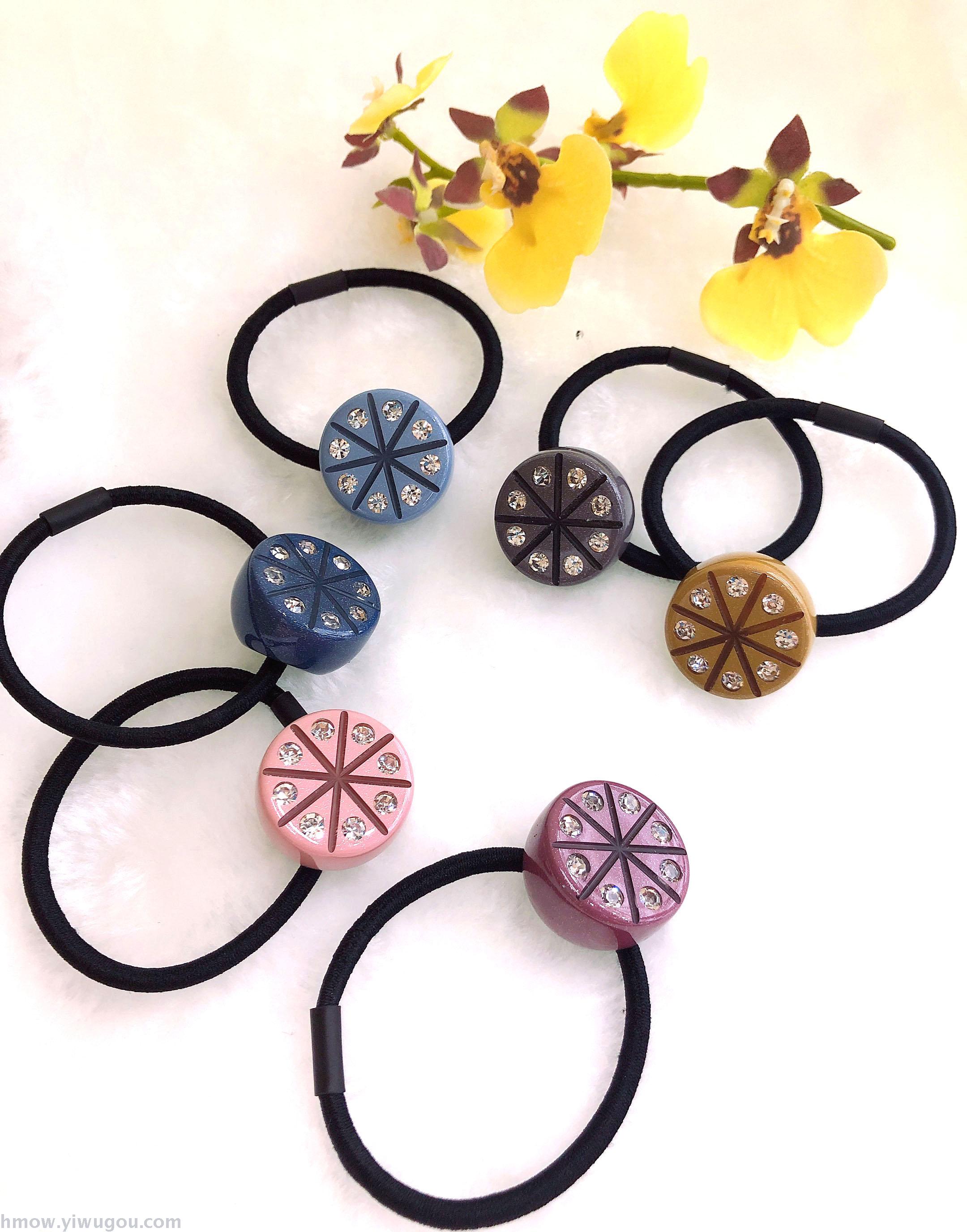 韩国潮流爆款发箍网红同款简约半圆球镶钻皮筋女孩扎头发发绳发圈