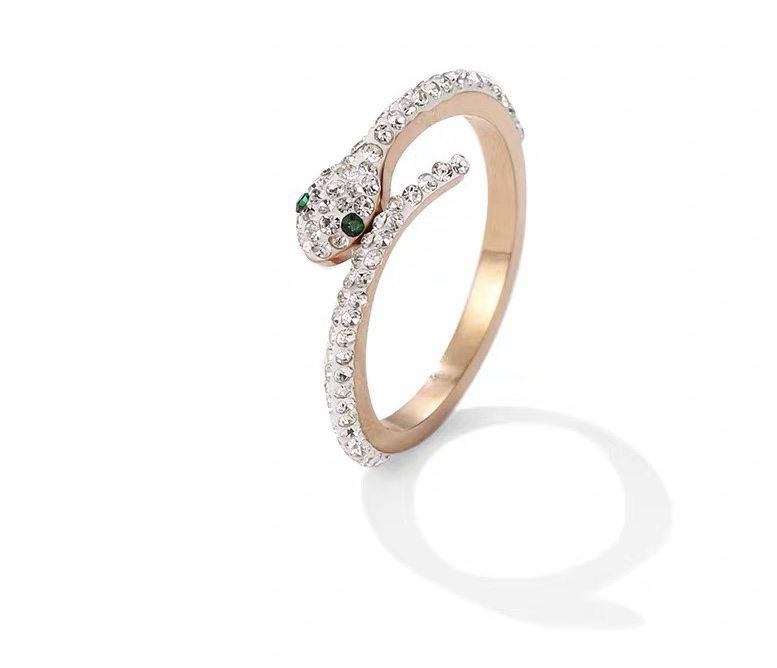 至美钢饰蛇形食指指环戒指女小众设计个性网红钛钢保色时尚高品质