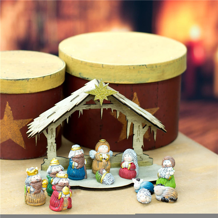 迷你圣诞树脂马槽组耶稣圣物诞生resin christmas nativity set