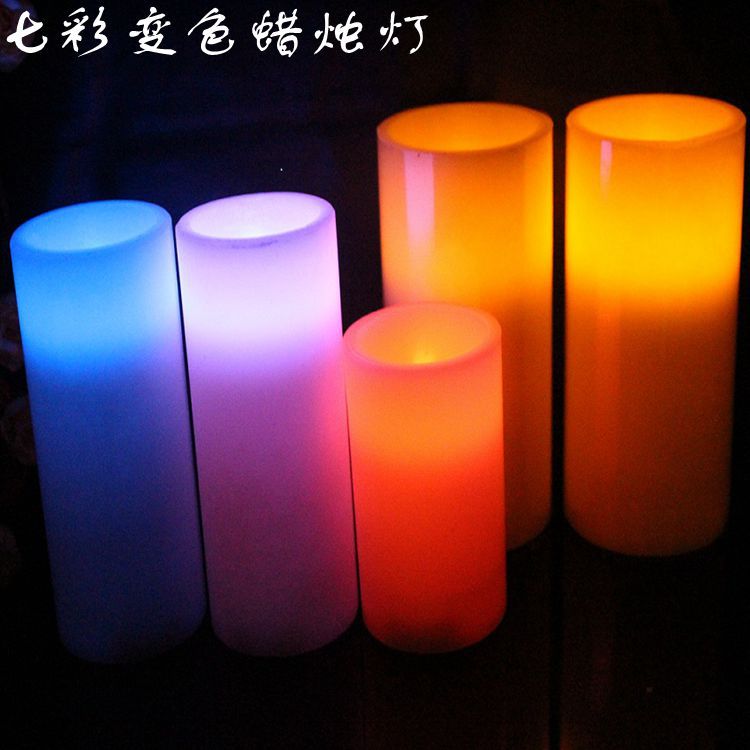 圣诞蜡烛灯 装饰摆设蜡烛灯  LED七彩蜡烛灯 石蜡蜡烛