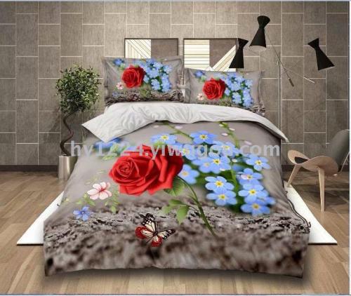 bedding sheets quilt cover fitted sheet pillowcase candy pillow 3d large flower four-piece set