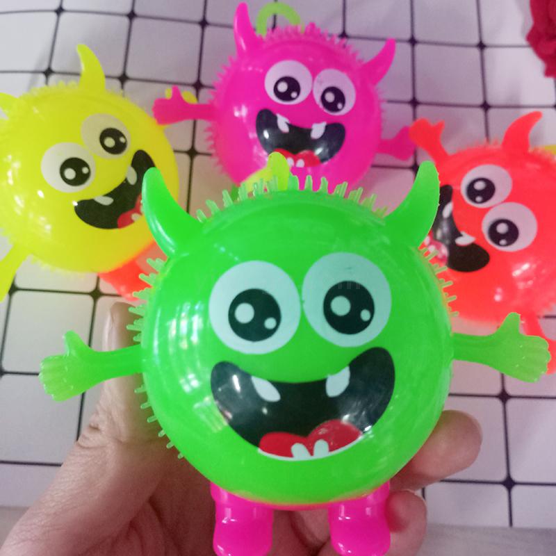 跨境发光按摩球 闪光细菌大王双角兽带绳带口哨发光按摩球