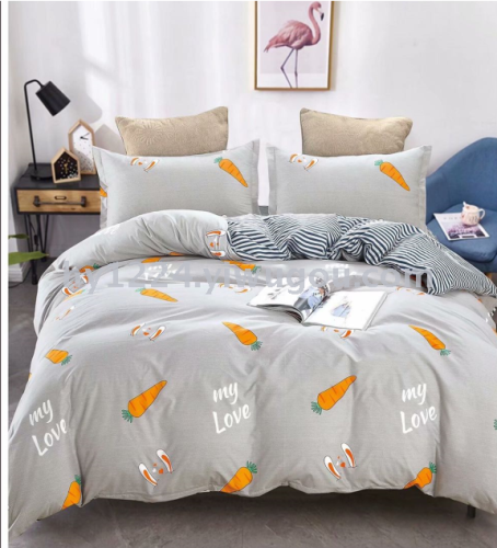 Bedding Quilt Cover Bed Sheet Bed Cover Pillowcase Candy Pillow Ecological Cotton Four-Piece Set 