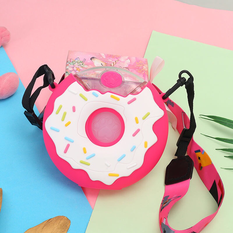 儿童甜甜圈水杯网红夏季防摔便携夏天小学生幼儿园宝宝女吸管水壶