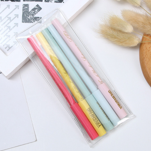 Factory Direct Sales Korean Style Candy Color Plug-in Cap Gel Pen Black Office Signature Pen Student Stationery Wholesale