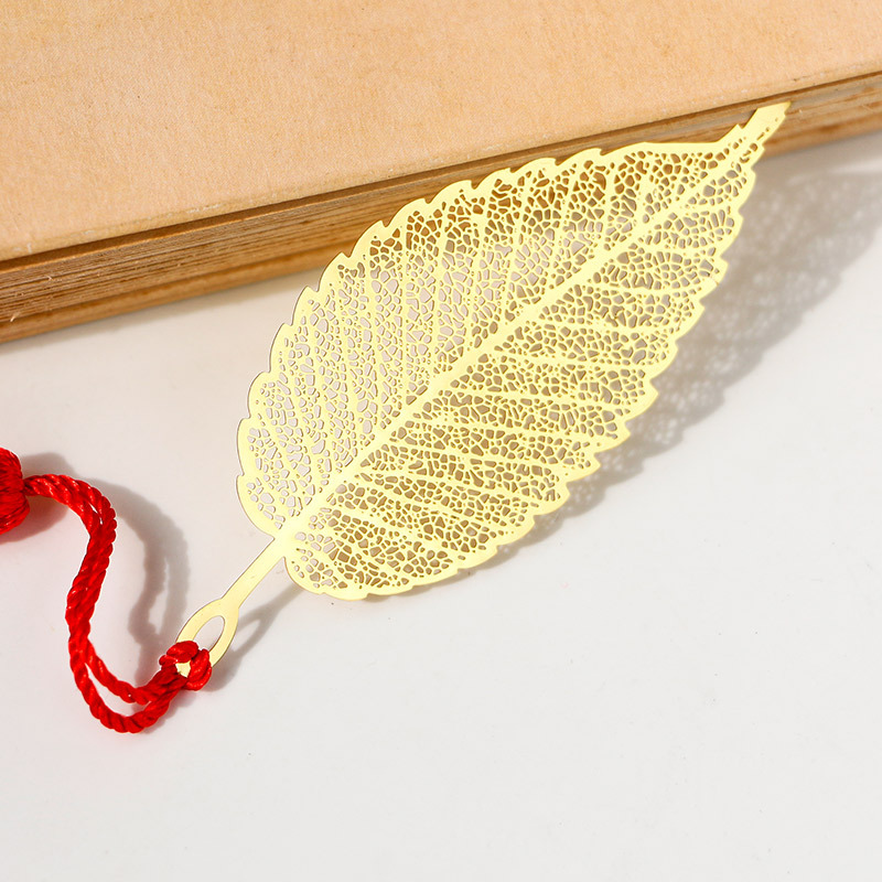 金属书签厂家 专业定制黄铜腐蚀精美细纹叶脉镂空书签商务礼品送