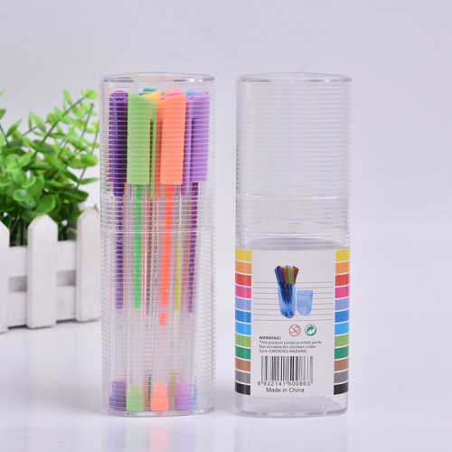 Foreign Trade Popular Style Multicolor Fluorescent Gel Pen Student Gift Color Gel Pen Triangle Pole Insert Gel Pen