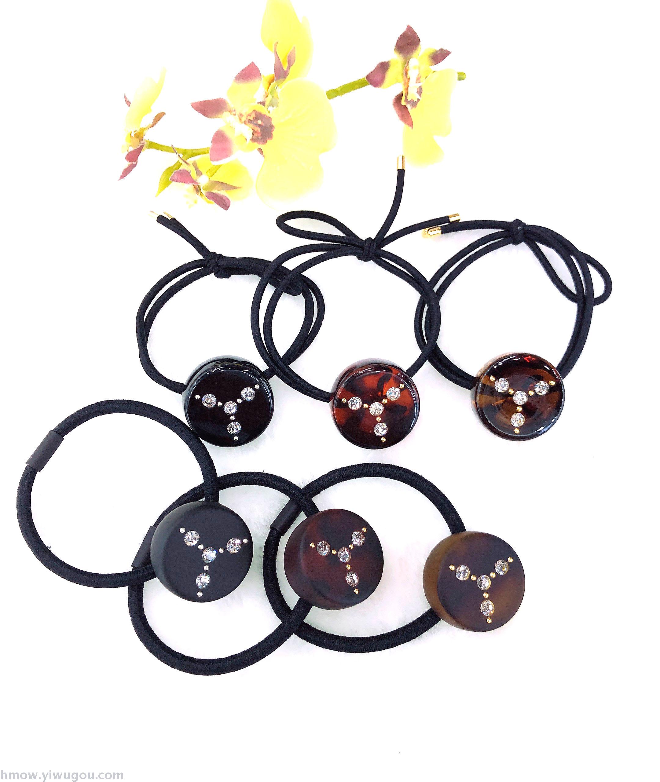 韩国网红发箍百搭可爱小半圆球镶钻发圈扎马尾丸子头皮筋金色绳扣