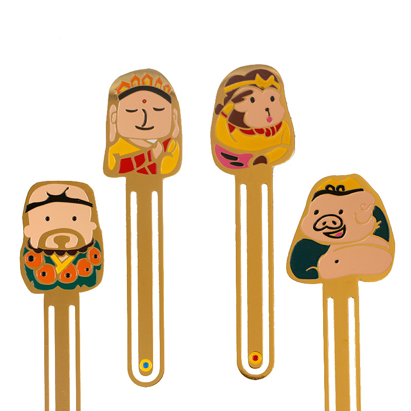 中国风金属书签厂家定制来图来样个性化烤漆黄铜文创书签现货定做