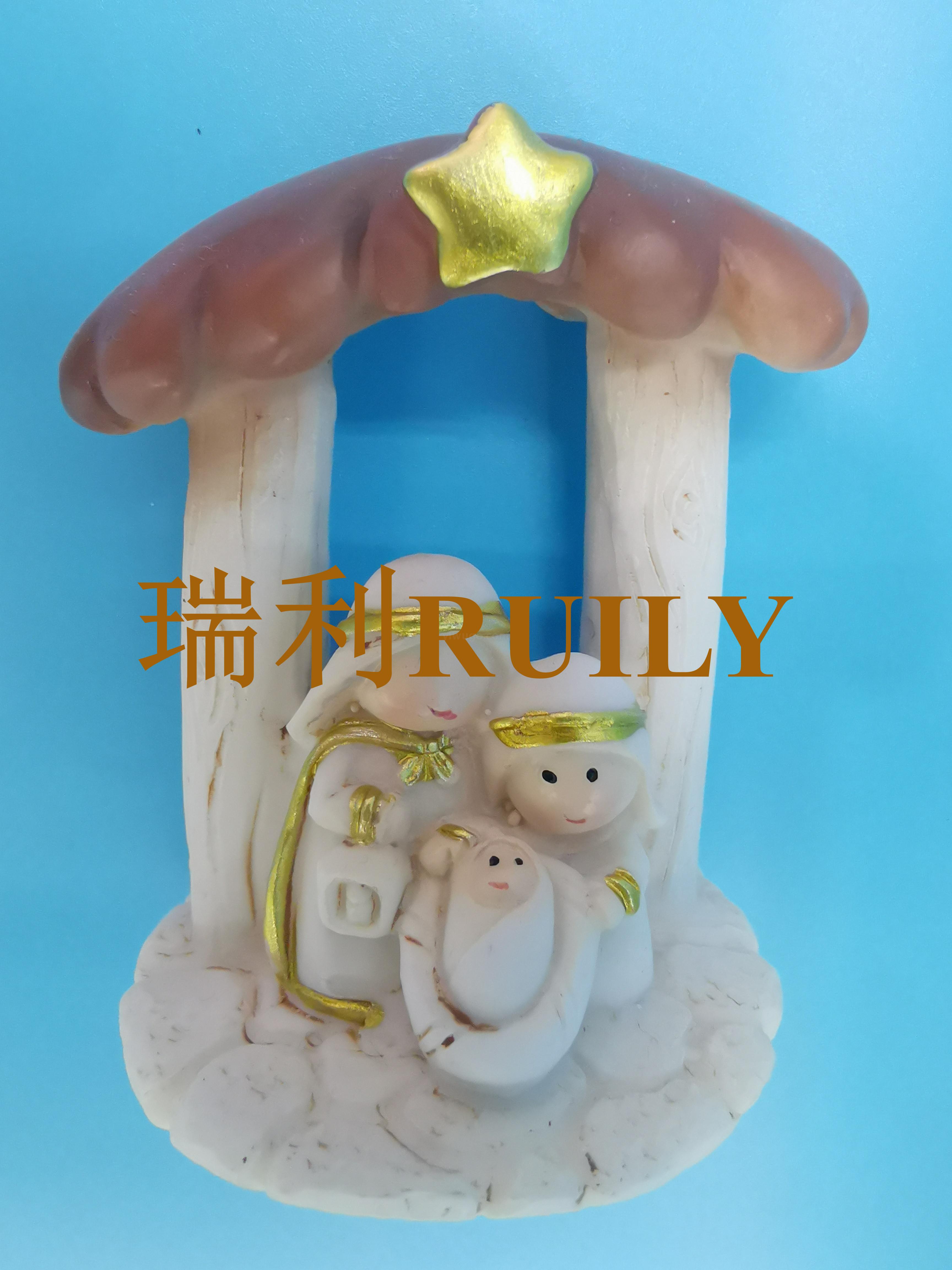 宗教树脂工艺品 基督教用品蘑菇造型卡通小家庭