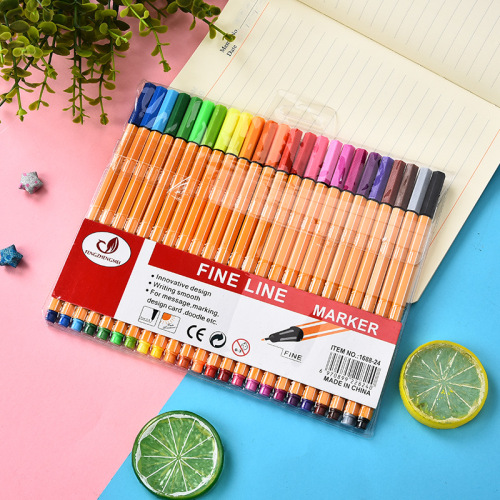 Hot Sale Color Gel Pen Set Stroke Color Hook Line Pen Sketch Pen Student Drawing Fiber Ball Pen Wholesale