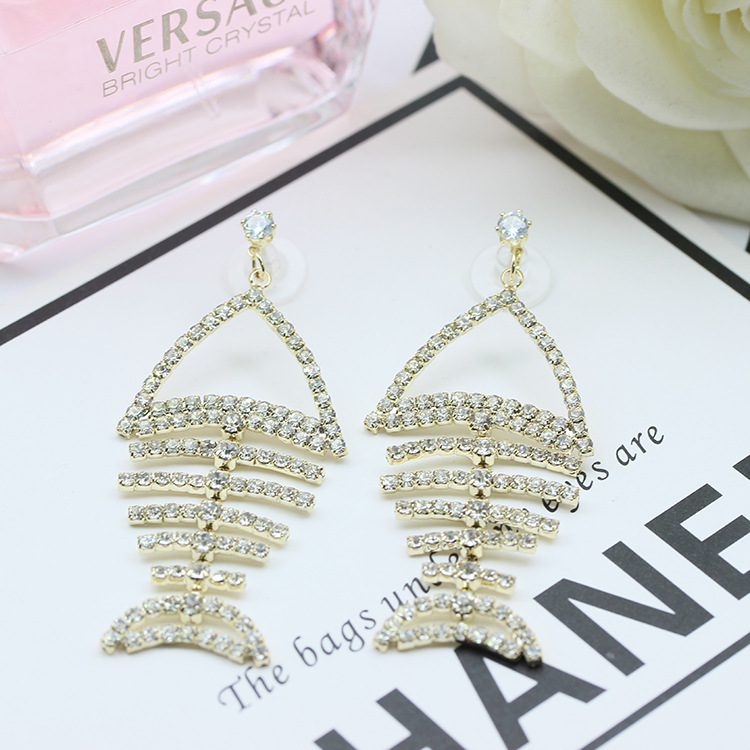 S925银针韩版耳饰小鱼猫卡通镶钻满钻耳环地摊夜市款耳坠厂家直销