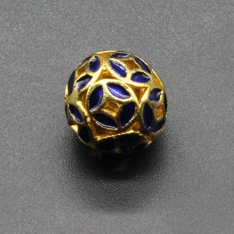 合金滴油烧蓝珐琅古风DIY佛珠串链饰品配件景泰蓝10mm圆珠扣子001