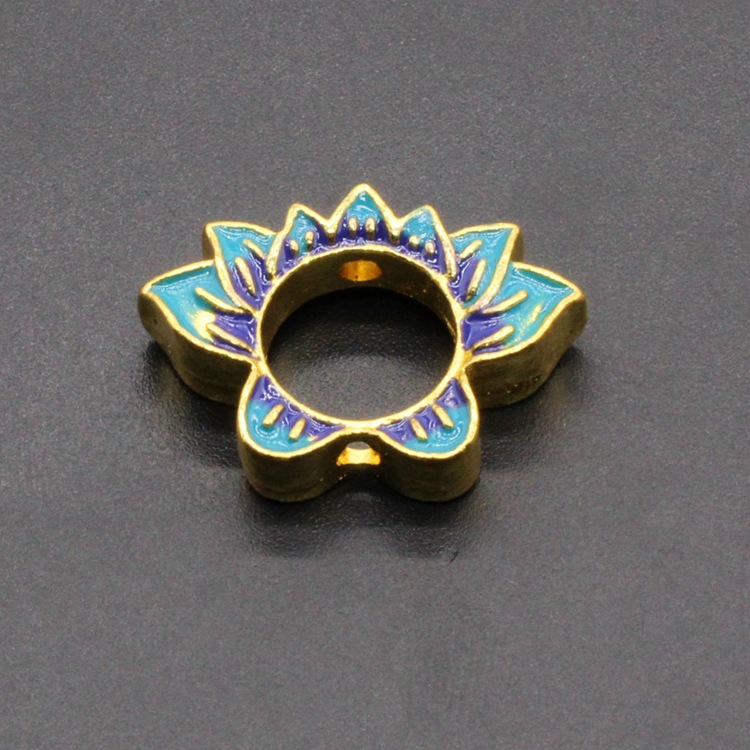 合金滴油烧蓝珐琅古风DIY饰品配件隔珠背云景泰蓝23*17珠子104