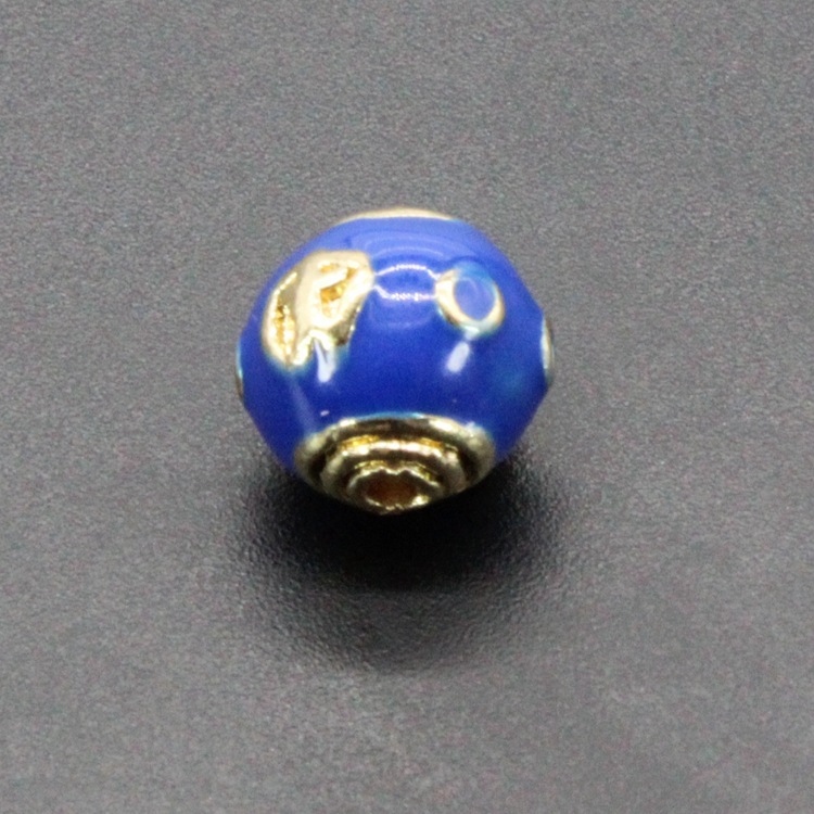 合金滴油烧蓝珐琅古风DIY佛珠串链饰品配件景泰蓝10mm圆珠扣子003