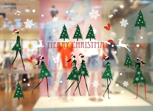 Christmas Glass Paster Crafts Double-Sided Printing Seamless Glue-Free Convenient Long-Lasting Mall Window Electrostatic Sticker
