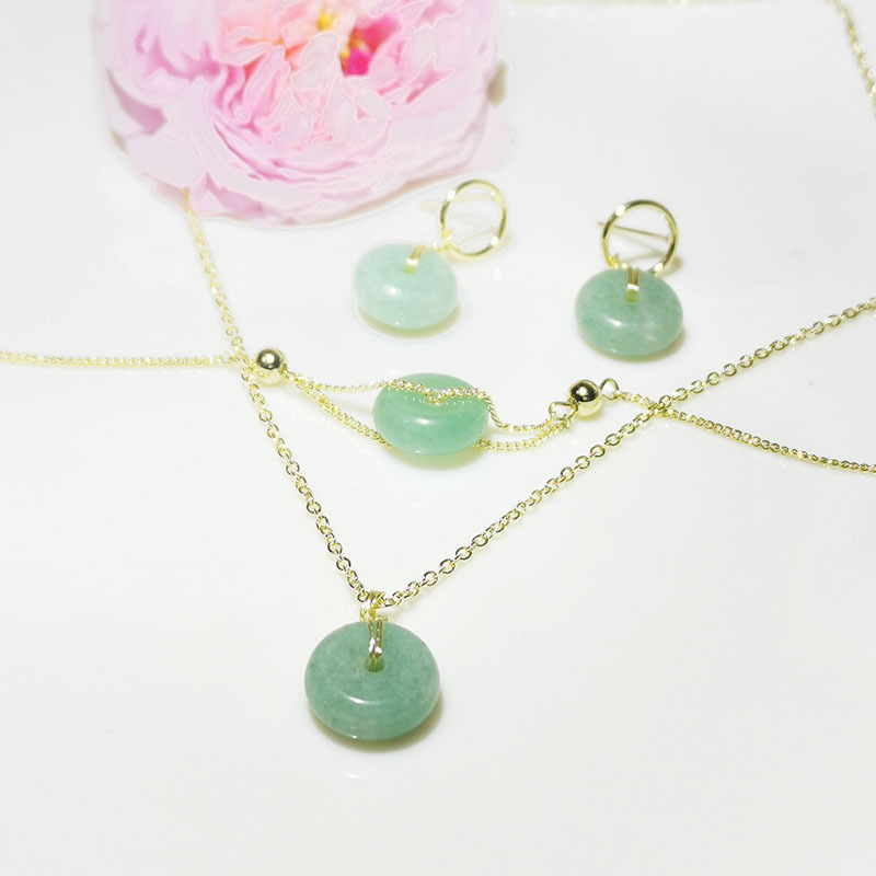 20新款天然石头首饰套装项链耳环手链高级感网红爆款银针东大门女