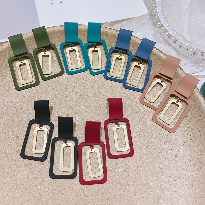 925新款银针时尚日韩风东大门耳环耳饰百搭日常双色女气质大气